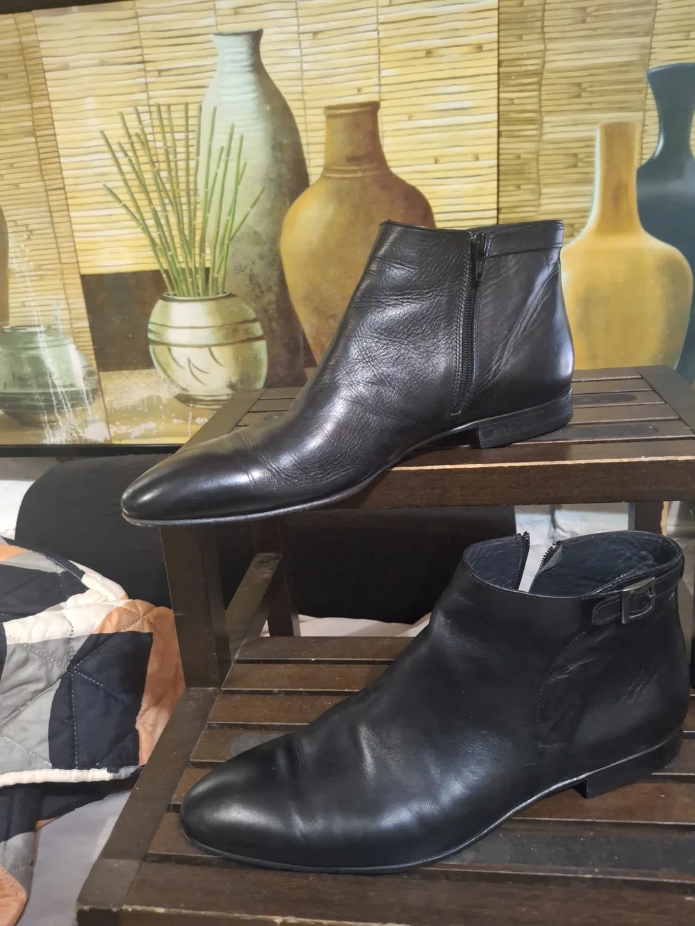 Men's Black Leather Chukka Boots - Sleek Slip-On Style